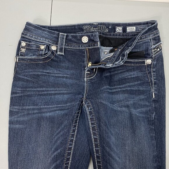 Miss Me Bootcut Jeans Western Bling Rhinestone Cowgirl Stretch Denim Womens 26 - Picture 5 of 12